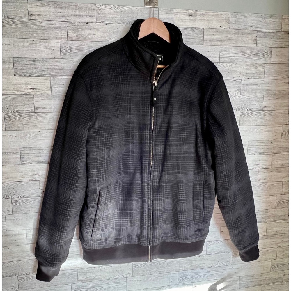 Denver Hayes Jacket Mens Medium Fleece Lined Black/Gray Checkered Full Zip Warm - Picture 10 of 10